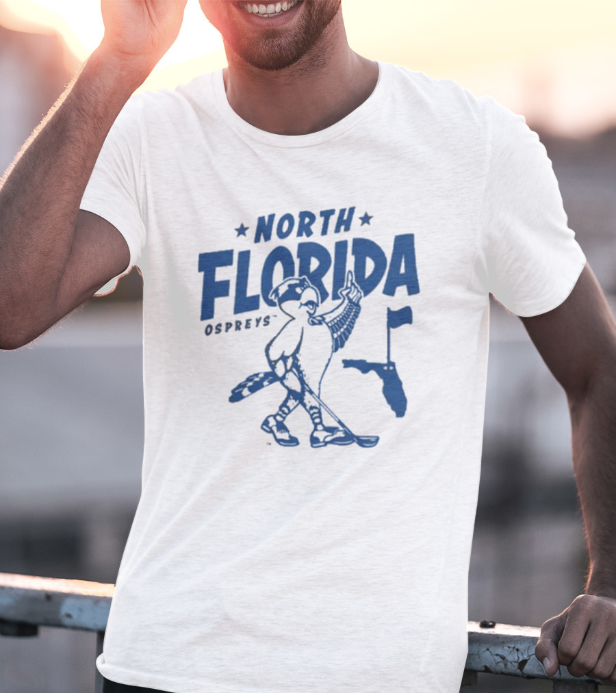 North Florida Ospreys Golfing Mascot Florida Map T-Shirt