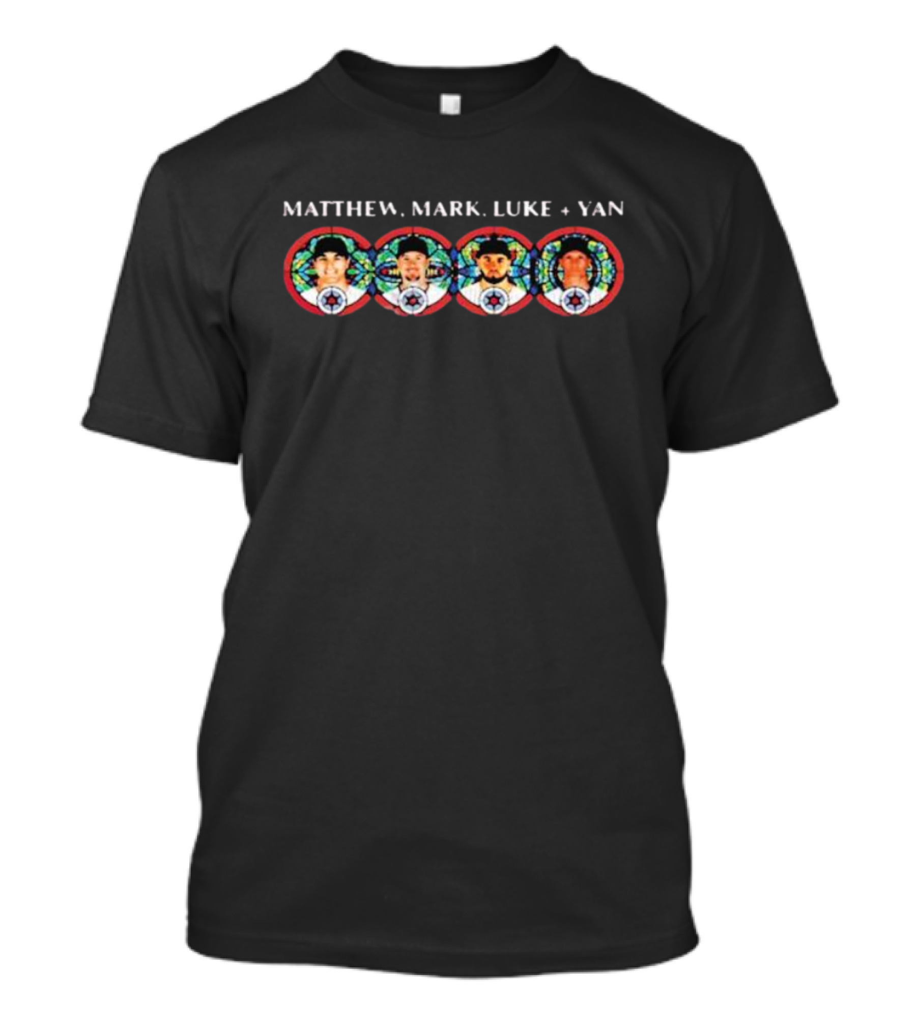 Opening Day Matthew Mark Luke And Yan Stained Glass Style Icons T-Shirt