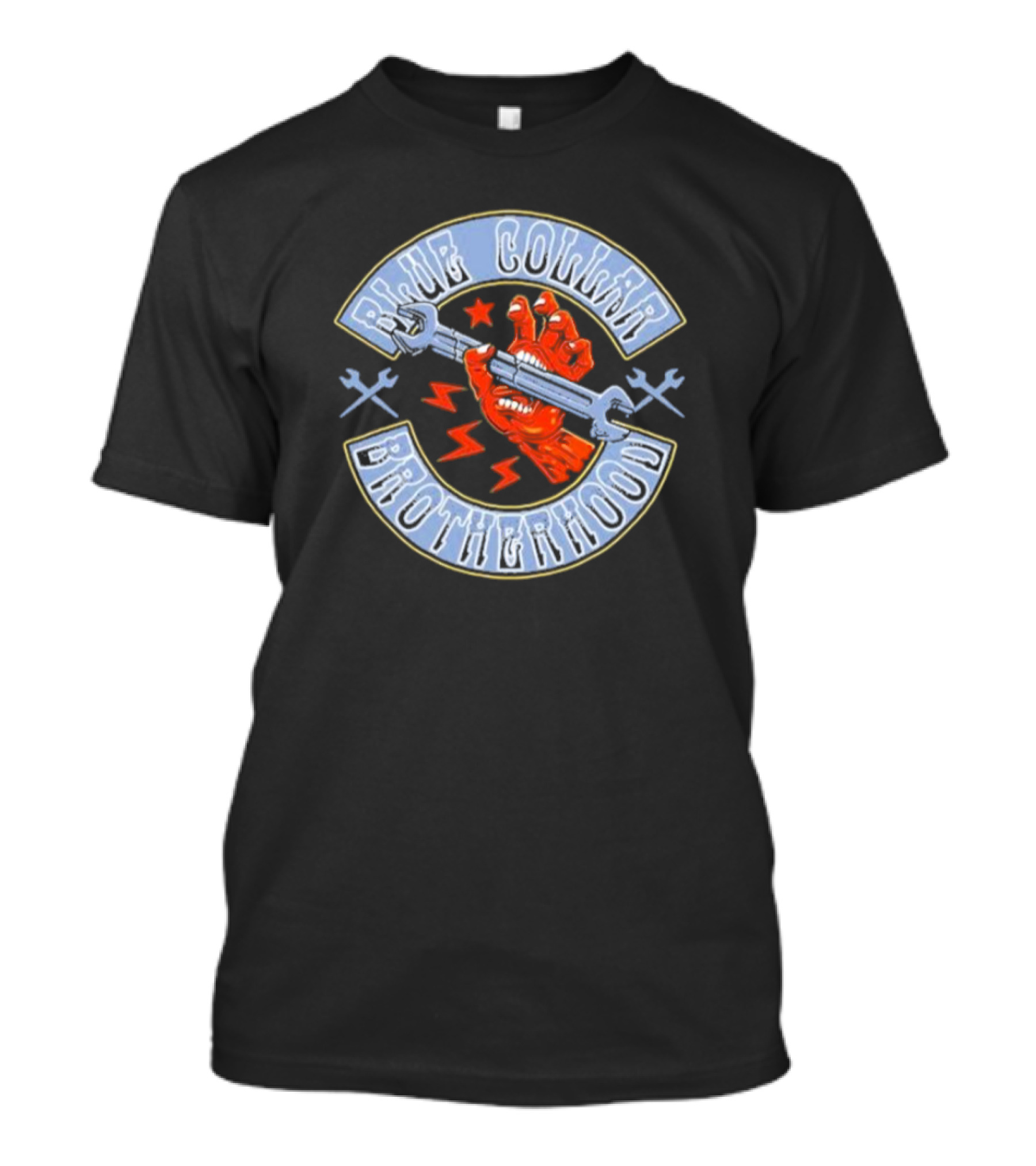 Ikhsan Blue Collar Brotherhood Wrench Fist And Stars T-Shirt