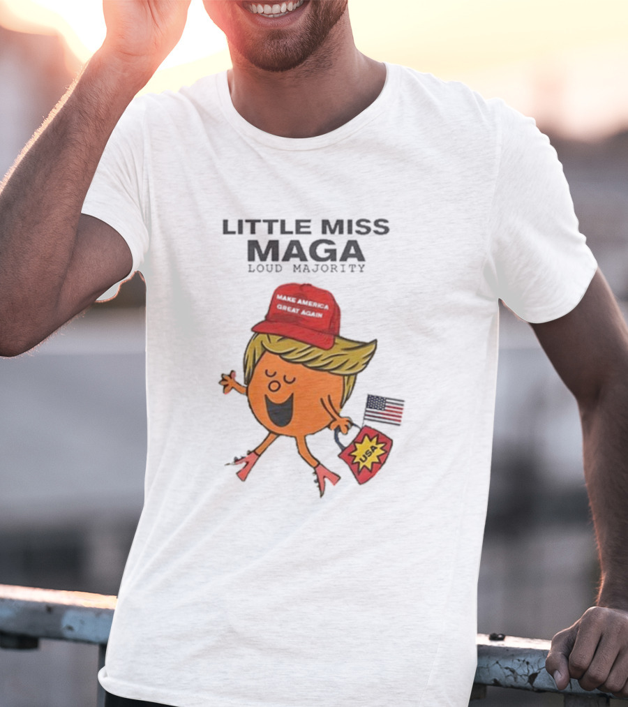 Little Miss Maga Make America Great Again Loud Majority USA Flag T-Shirt