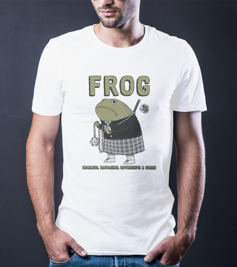 Frog Fearless Ravaging Oppressive And Green Plaid Outfit Chain Weapon T-Shirt