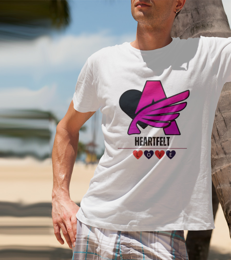Heartfelt Love Pink Winged Heart T-Shirt