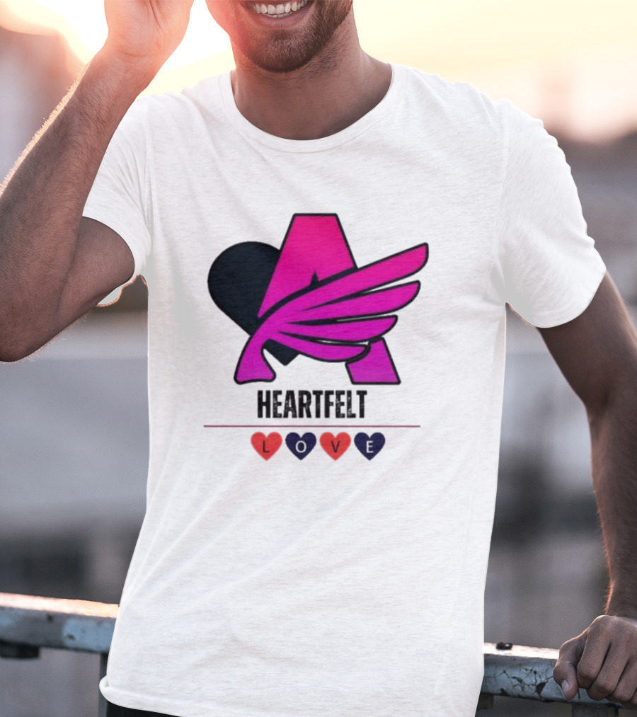 Heartfelt Love Pink Winged Heart T-Shirt
