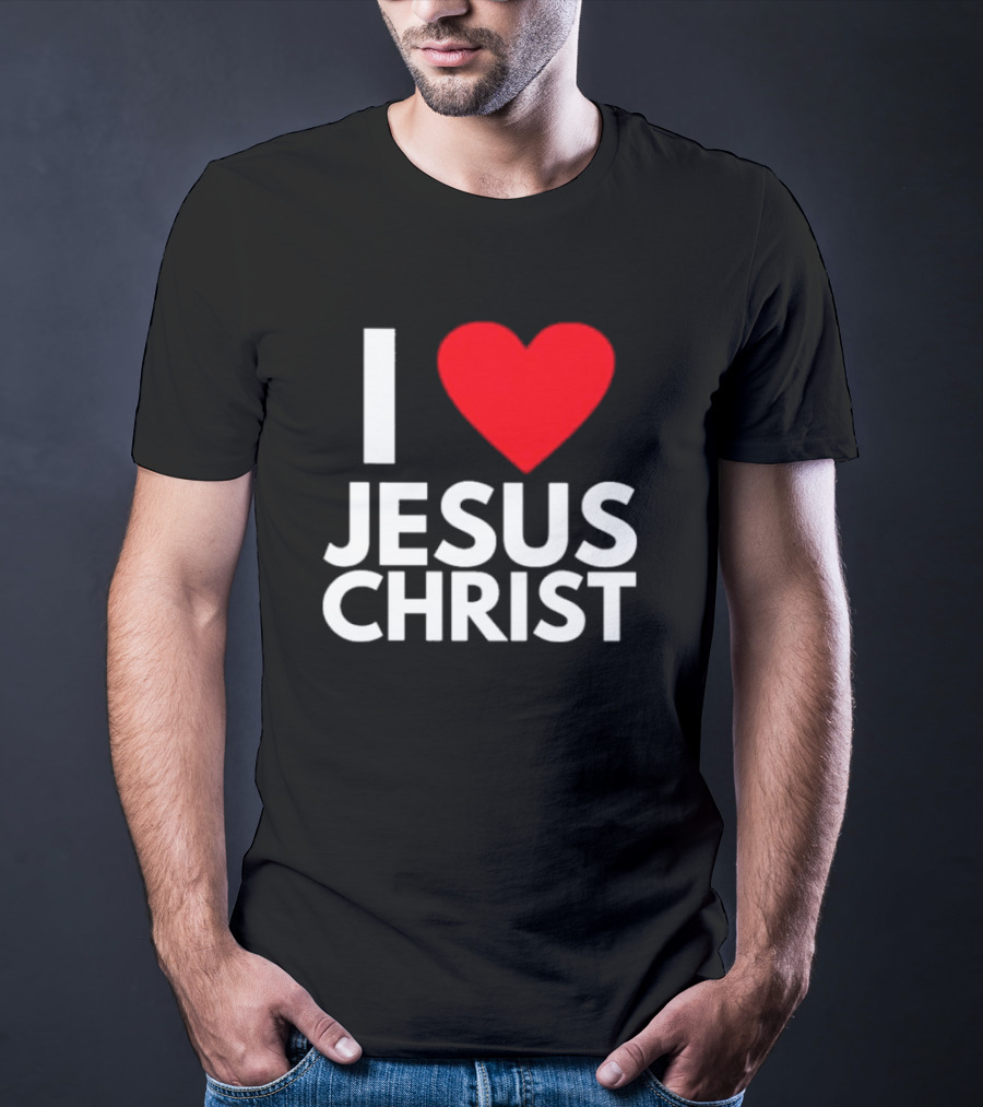 I Love Jesus Christ Christian Red Heart T-Shirt