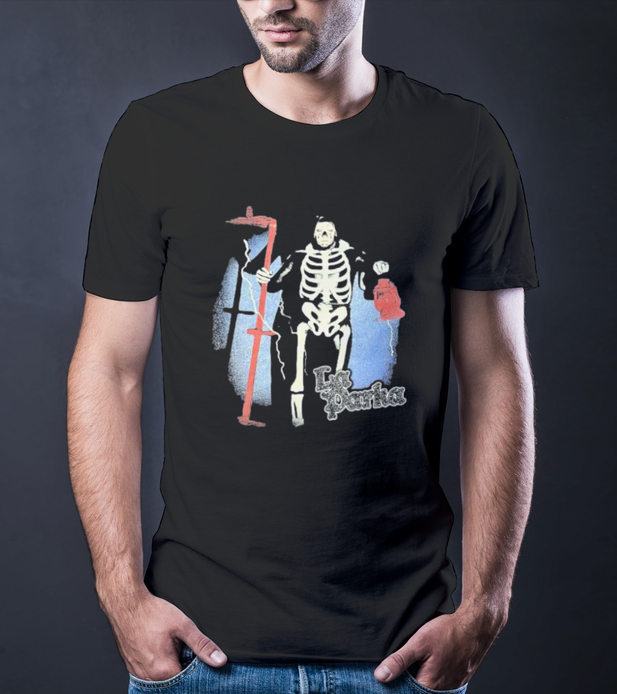 Lucha Box Mystery La Parka Skeleton With Scythe And Lantern T-Shirt