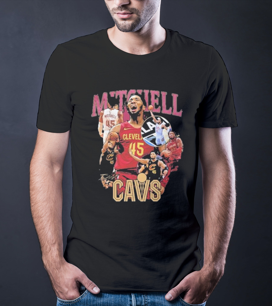 Mitchell Cleveland Cavs 45 Basketball Hype Signature T-Shirt