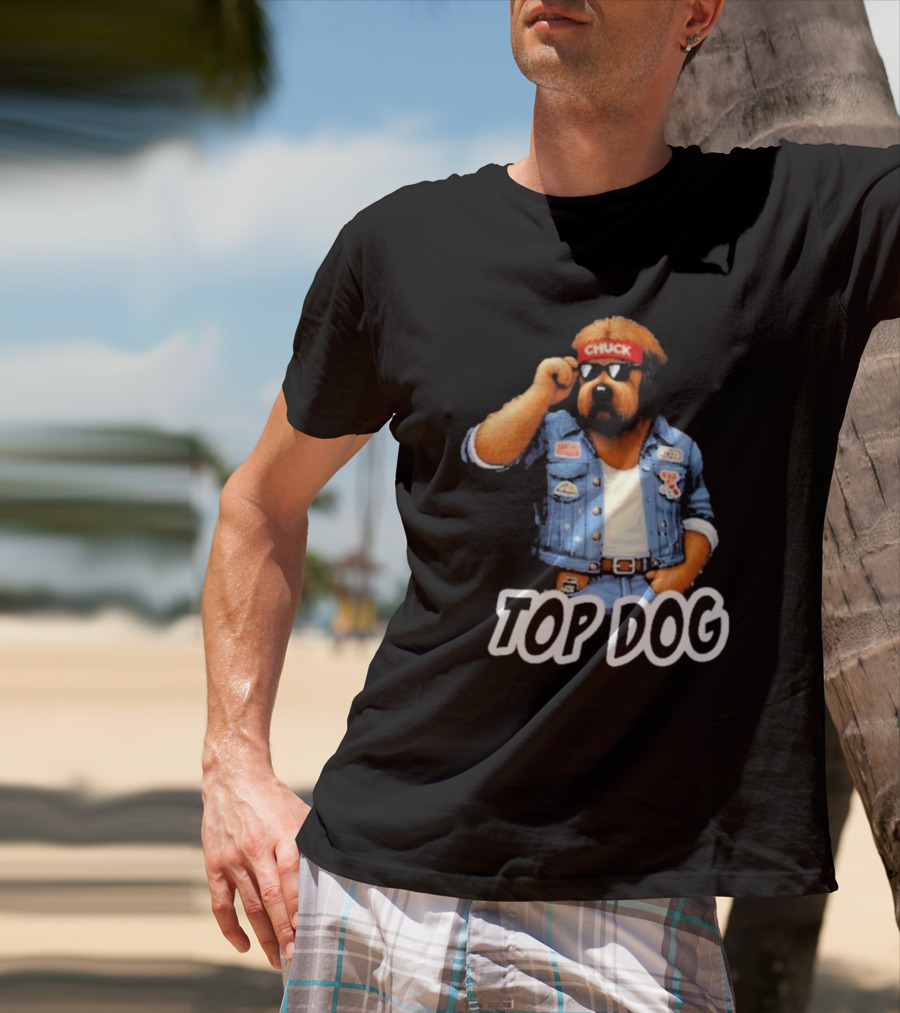 Chuckonbase Chuck Topdog Cool Denim Style Fashion Dog T-Shirt
