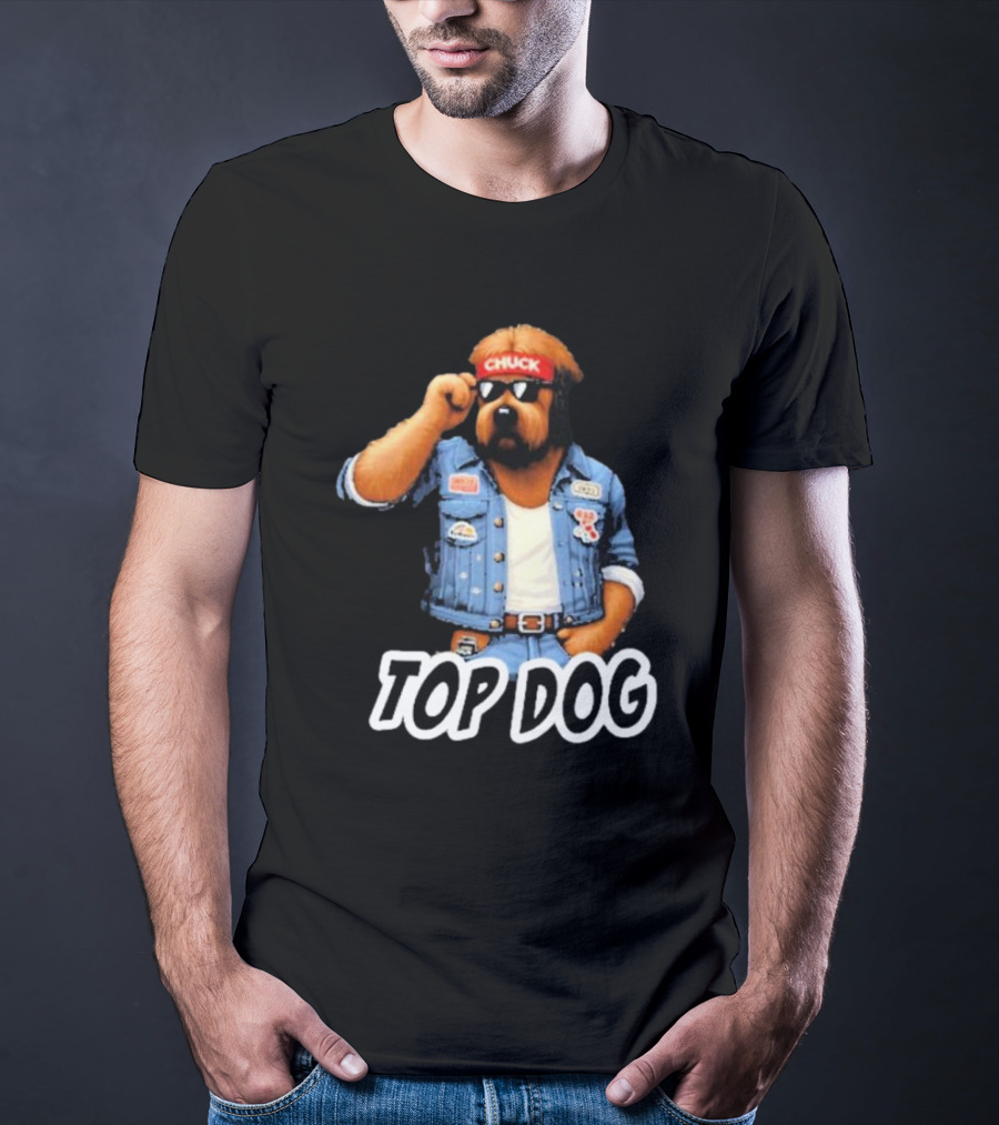Chuckonbase Chuck Topdog Cool Denim Style Fashion Dog T-Shirt