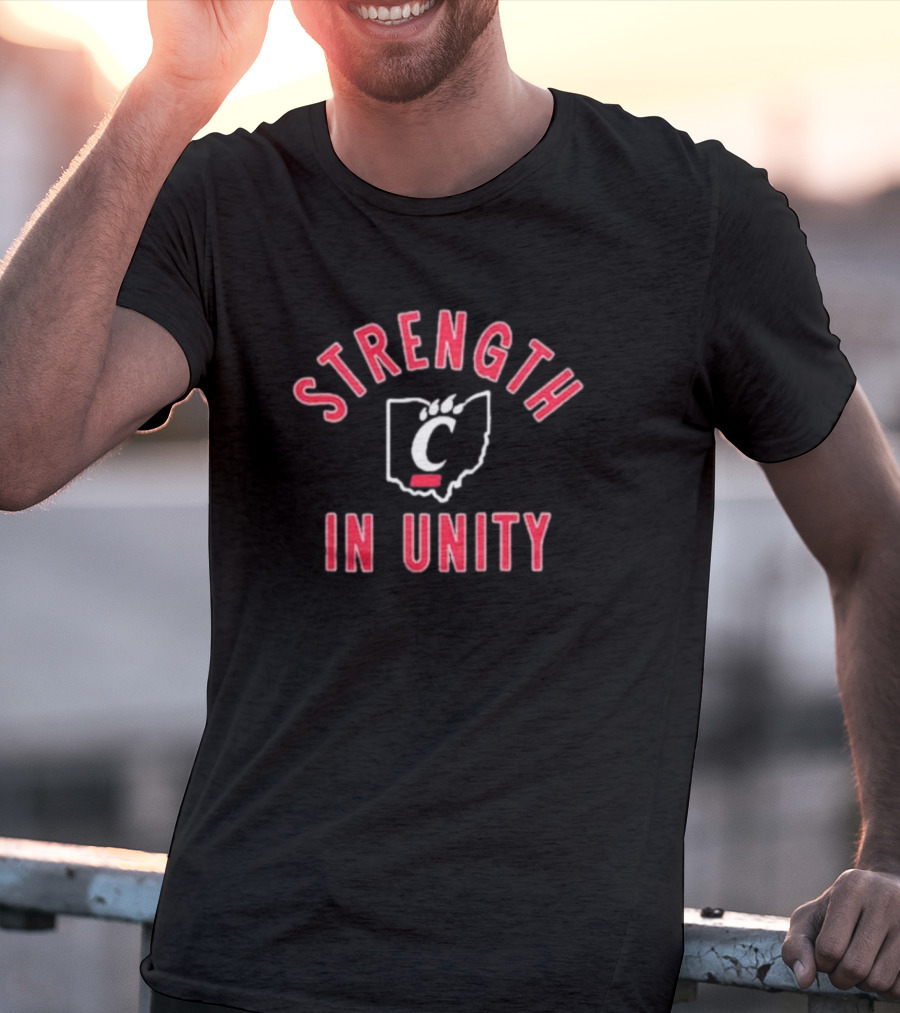 Cincinnati Bearcats Strength In Unity Ohio Outline With Bearcat Paw T-Shirt