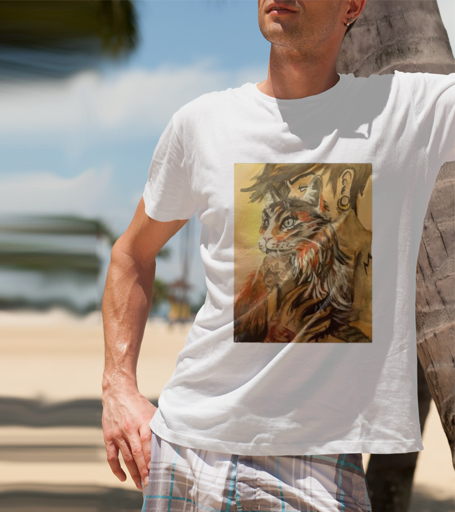 Companionship Megan Watkins Cat And Person With Tattoo And Ear Gauge T-Shirt
