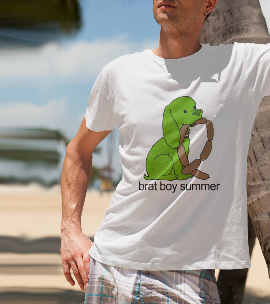 Brat Boy Summer Green Dog Sausage Chain T-Shirt