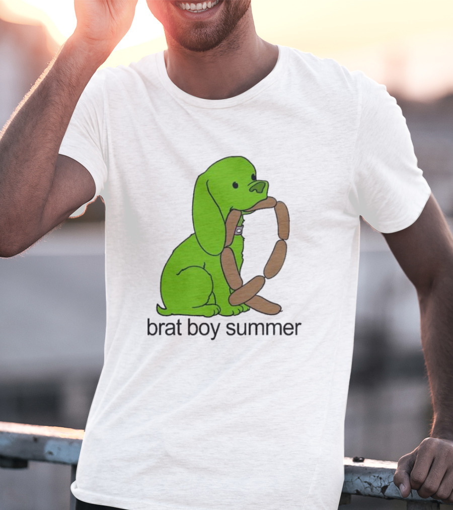 Brat Boy Summer Green Dog Sausage Chain T-Shirt