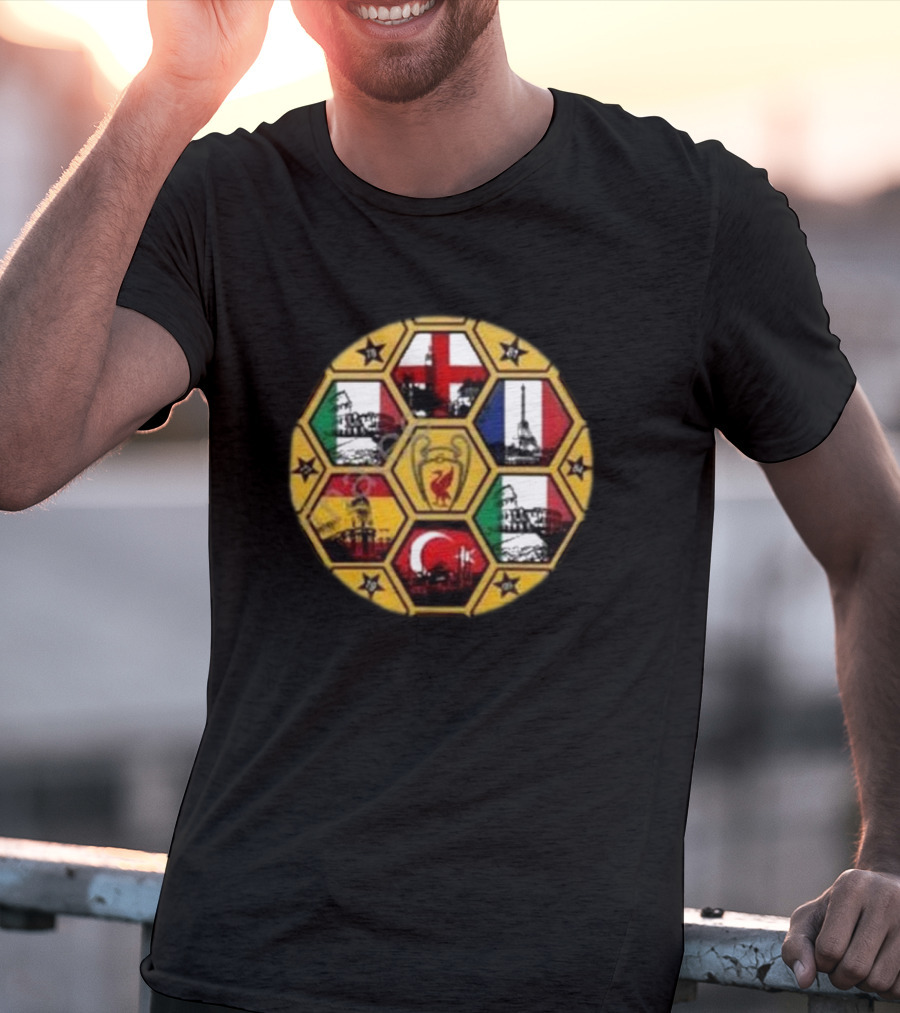 Scouse Republic We’ve Conquered All Of Europe Football Icons And National Flags T-Shirt