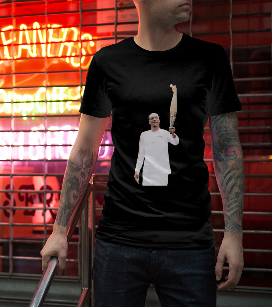 Snoop Dogg Carries Olympic Torch In Iconic White Attire T-Shirt