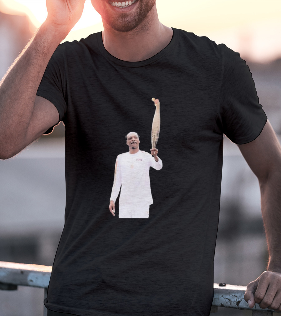 Snoop Dogg Carries Olympic Torch In Iconic White Attire T-Shirt
