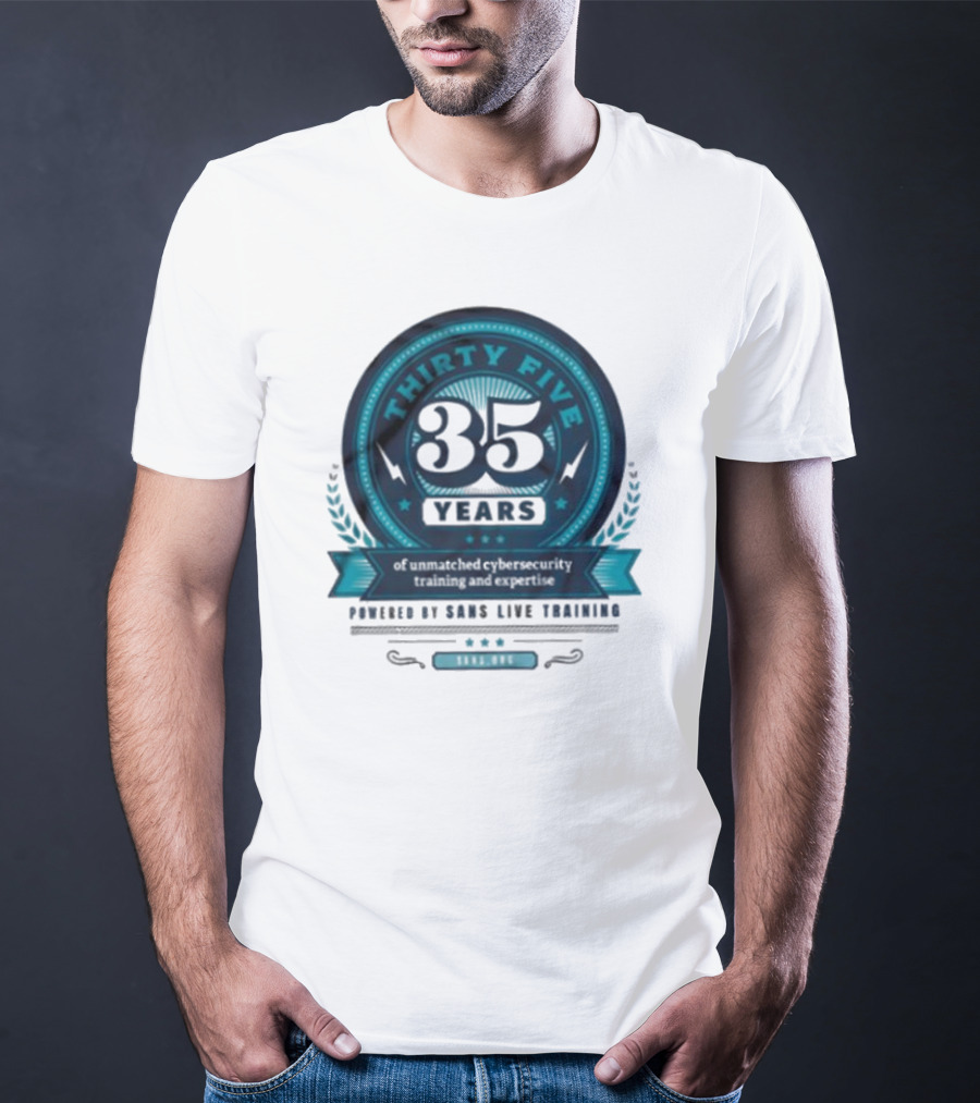 THIRTY FIVE 35 Years Of Unmatched Cybersecurity Training And Expertise Powered By SANS Live Training 100% OPC T-Shirt