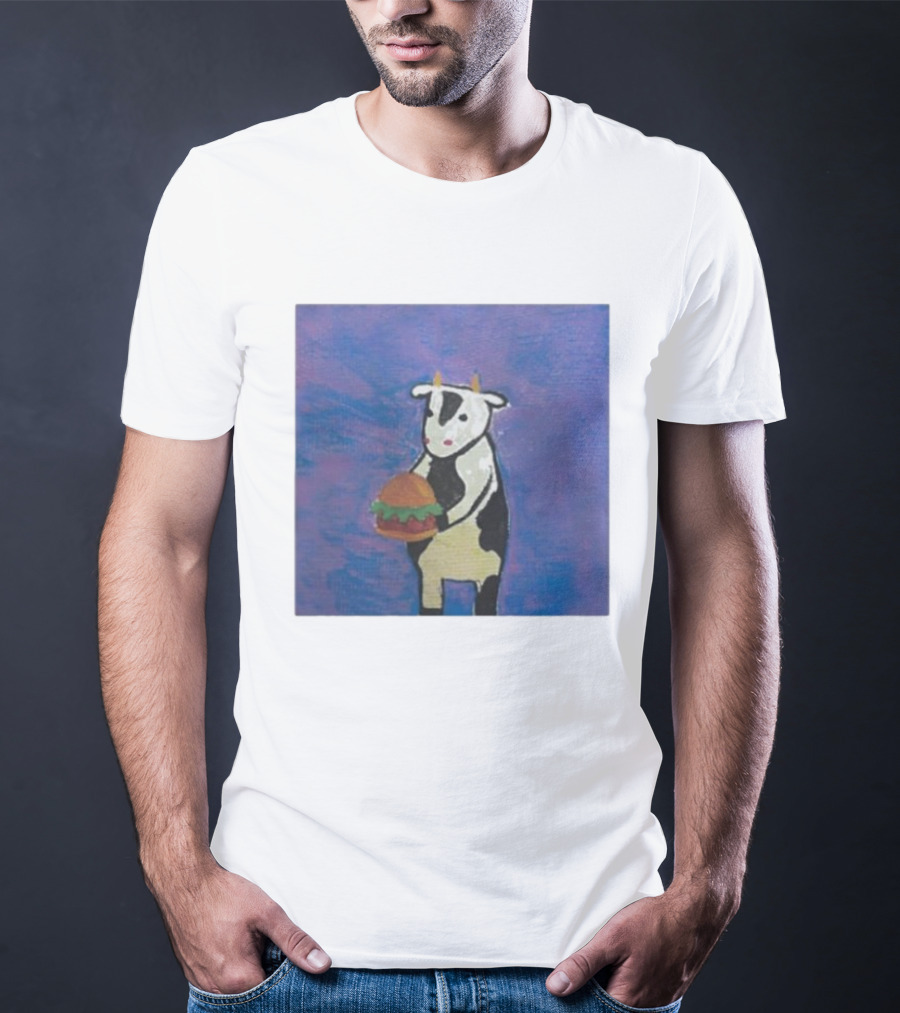 Leanbeefpatty Cow Holding Burger Carnivorous Beef T-Shirt