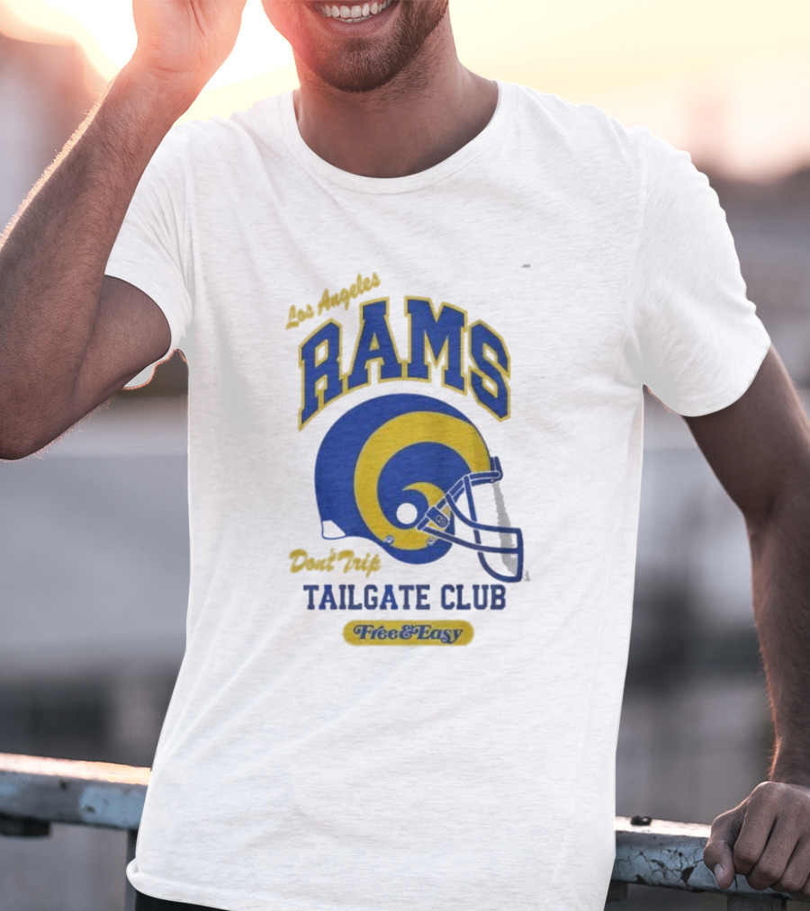 Los Angeles Rams Don't Trip Tailgate Club Free And Easy Helmet T-Shirt