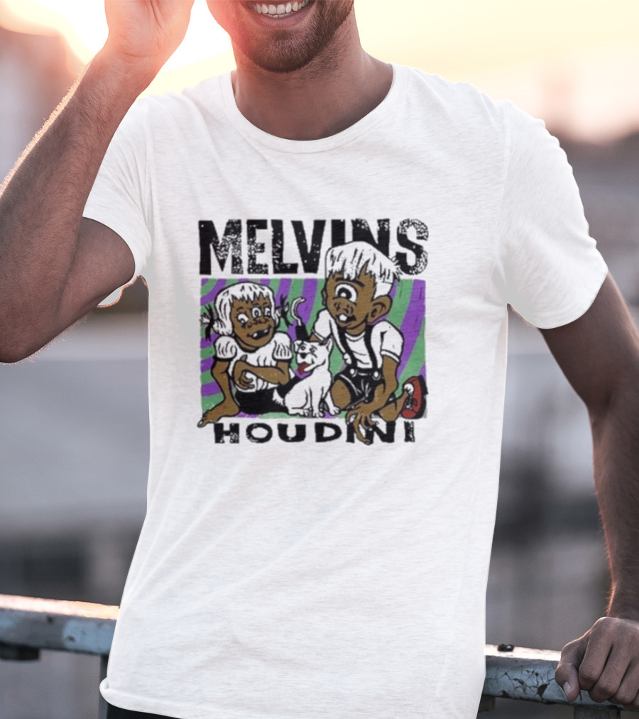 Melvins Houdini Cartoon Kids With Cat T-Shirt