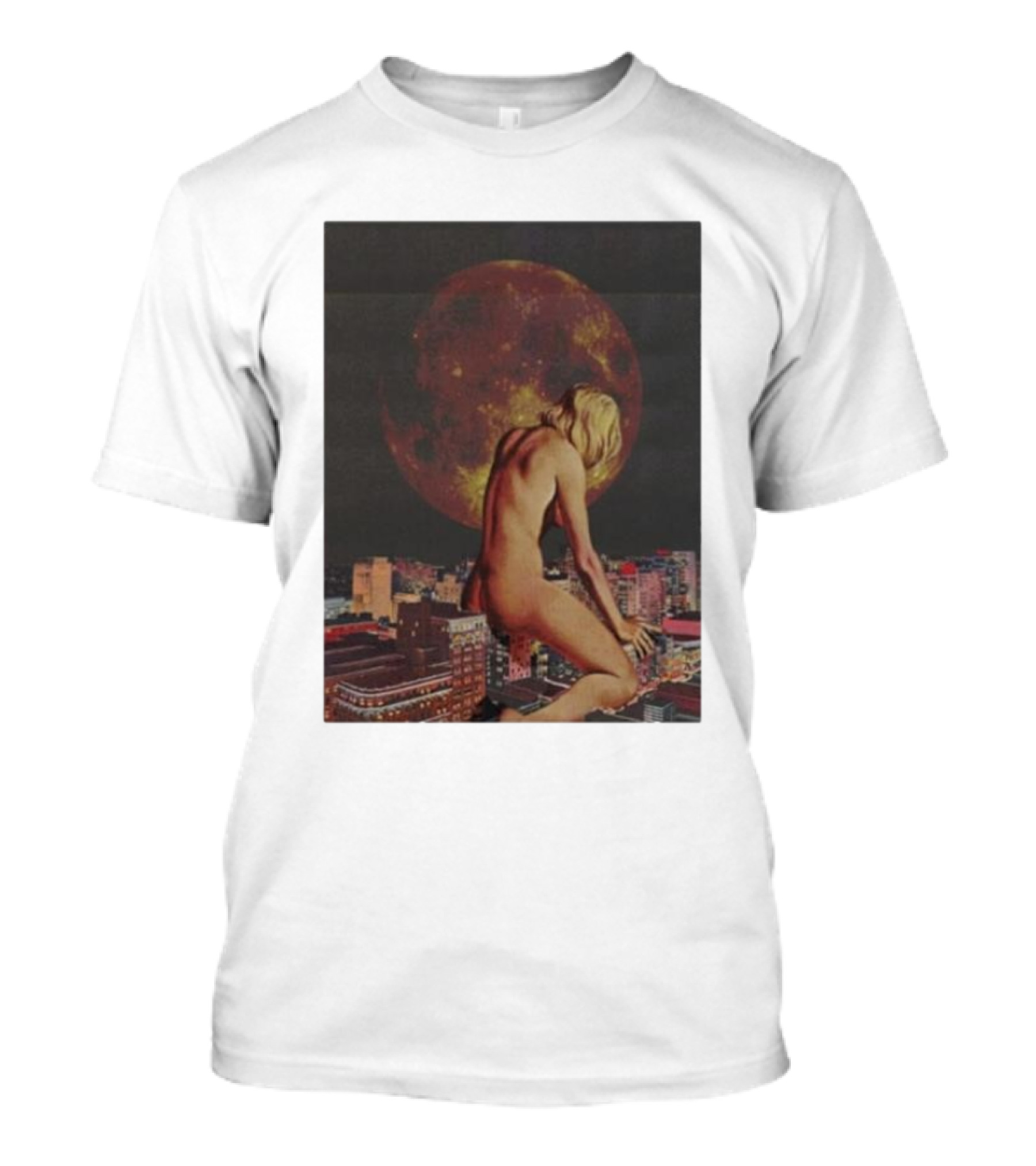 Midnight Blues Girl Moonlit Cityscape T-Shirt