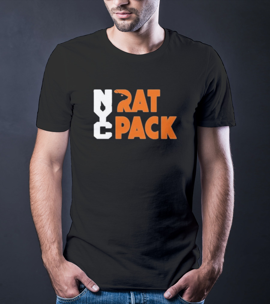 NYC Rat Pack Baseball Rat Typography T-Shirt