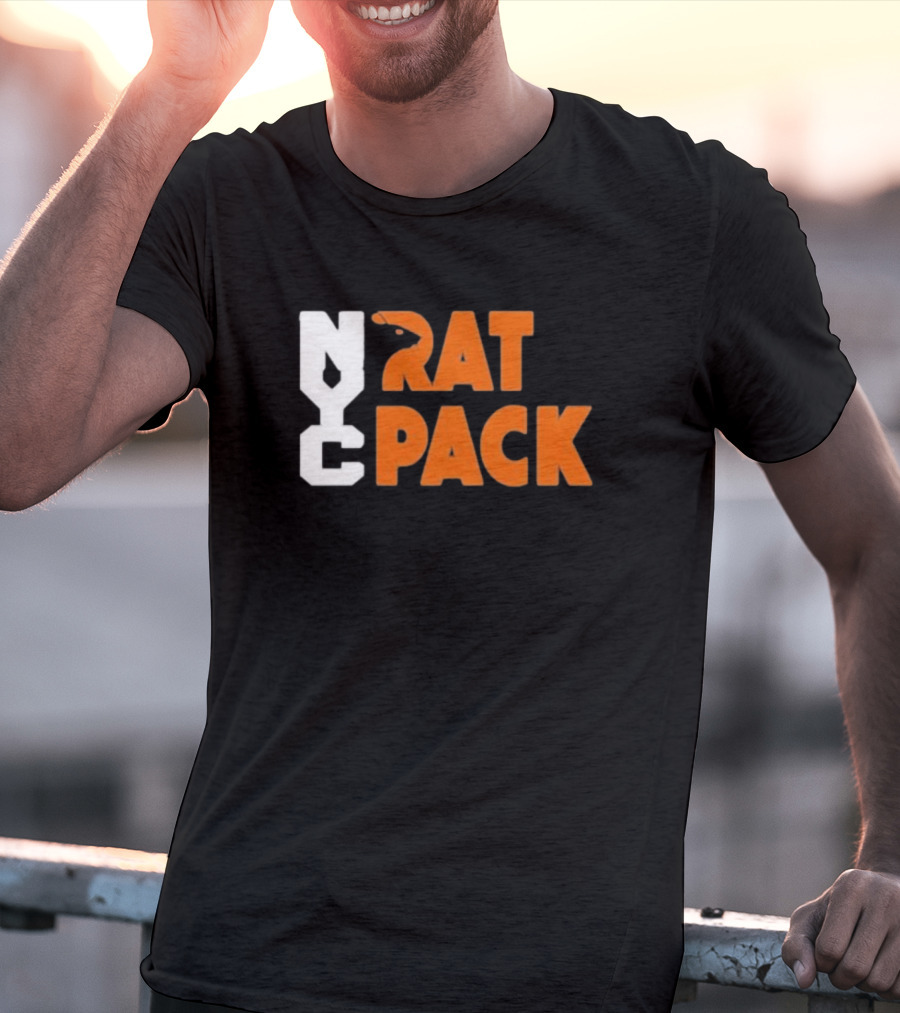 NYC Rat Pack Baseball Rat Typography T-Shirt