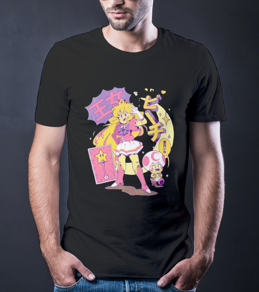 Sailor Moon Peach Toad Ilustrata Mario Princesses T-Shirt