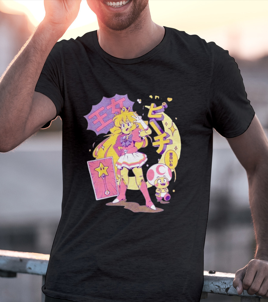 Sailor Moon Peach Toad Ilustrata Mario Princesses T-Shirt