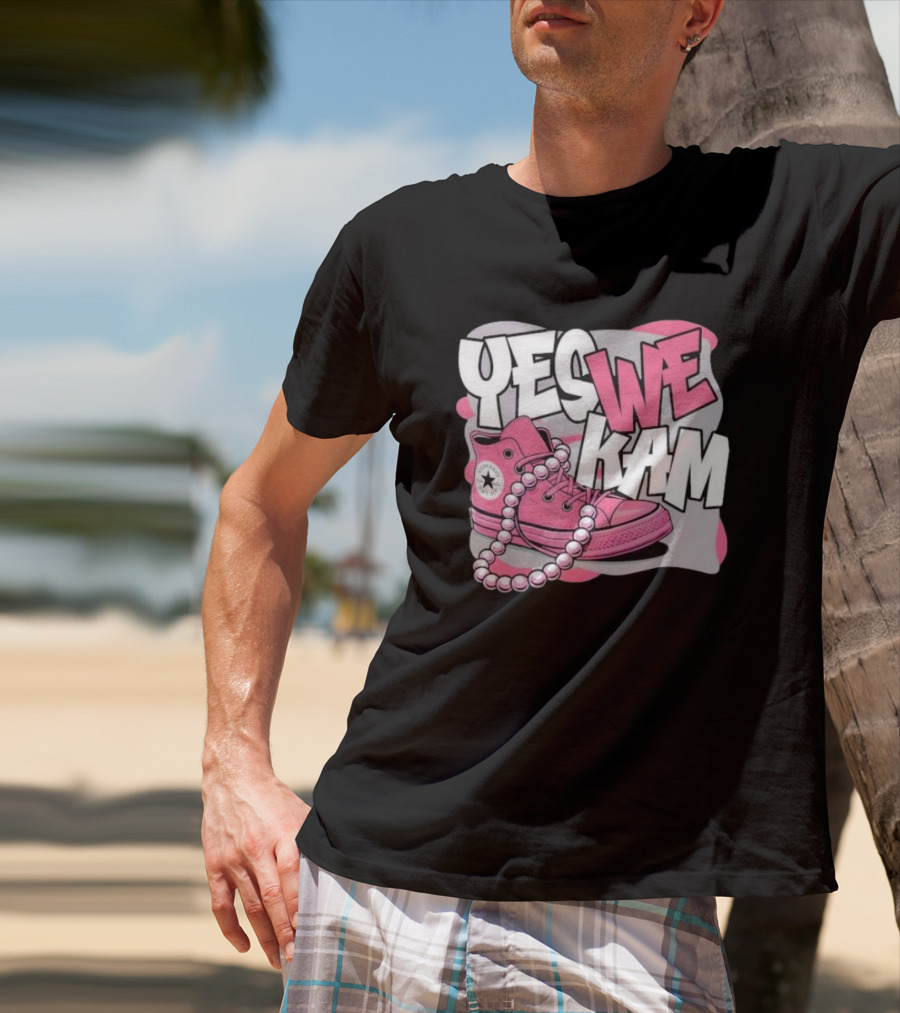Yes We Kam Pink Boot Pearl Converse Sneaker T-Shirt