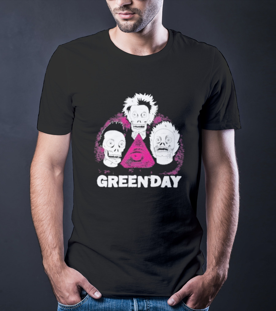 Green Day Skeletons Pink Eye Pyramid T-Shirt