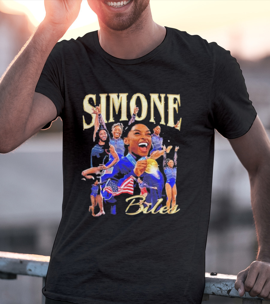 Simone Biles Olympic Gold Medalist Team USA Gymnast Paris T-Shirt