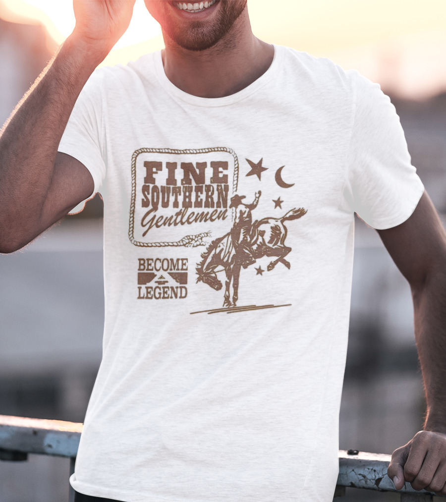 Fine Southern Gentlemen Become Legend Cowboy Moon And Stars T-Shirt