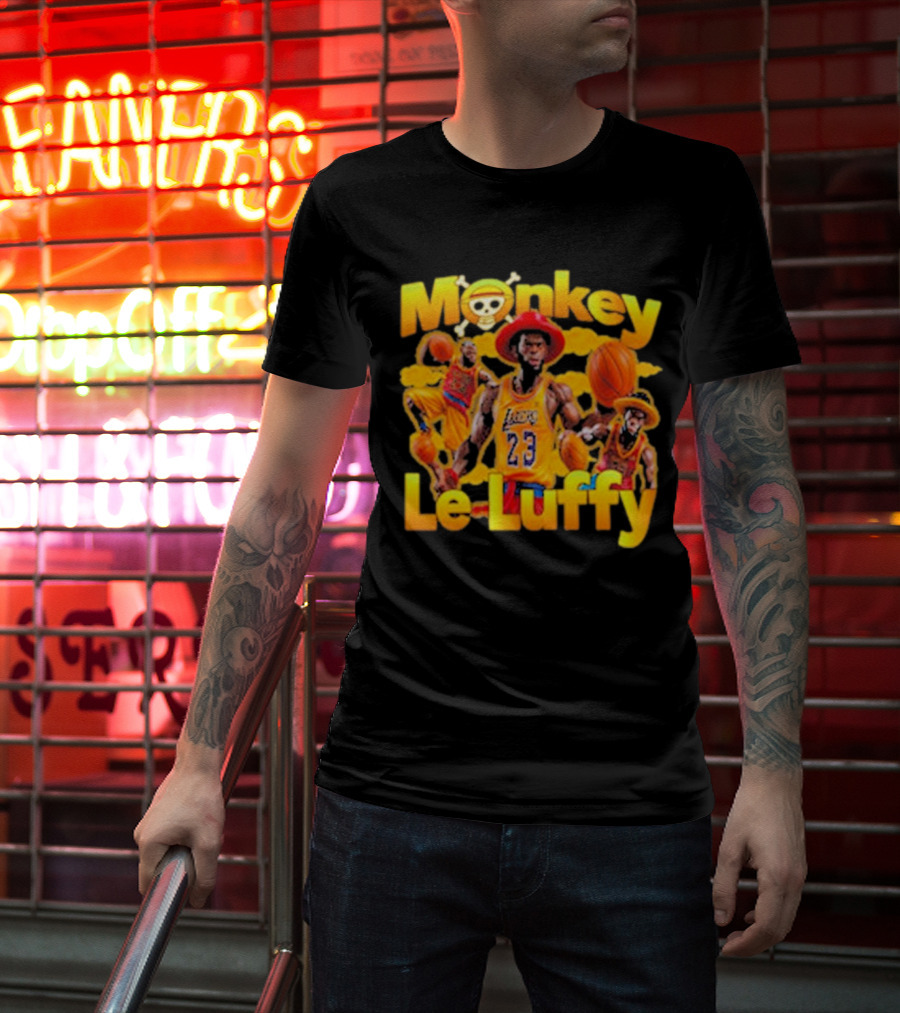 Monkey Le Luffy Lakers Basketball Crossbones Hat T-Shirt