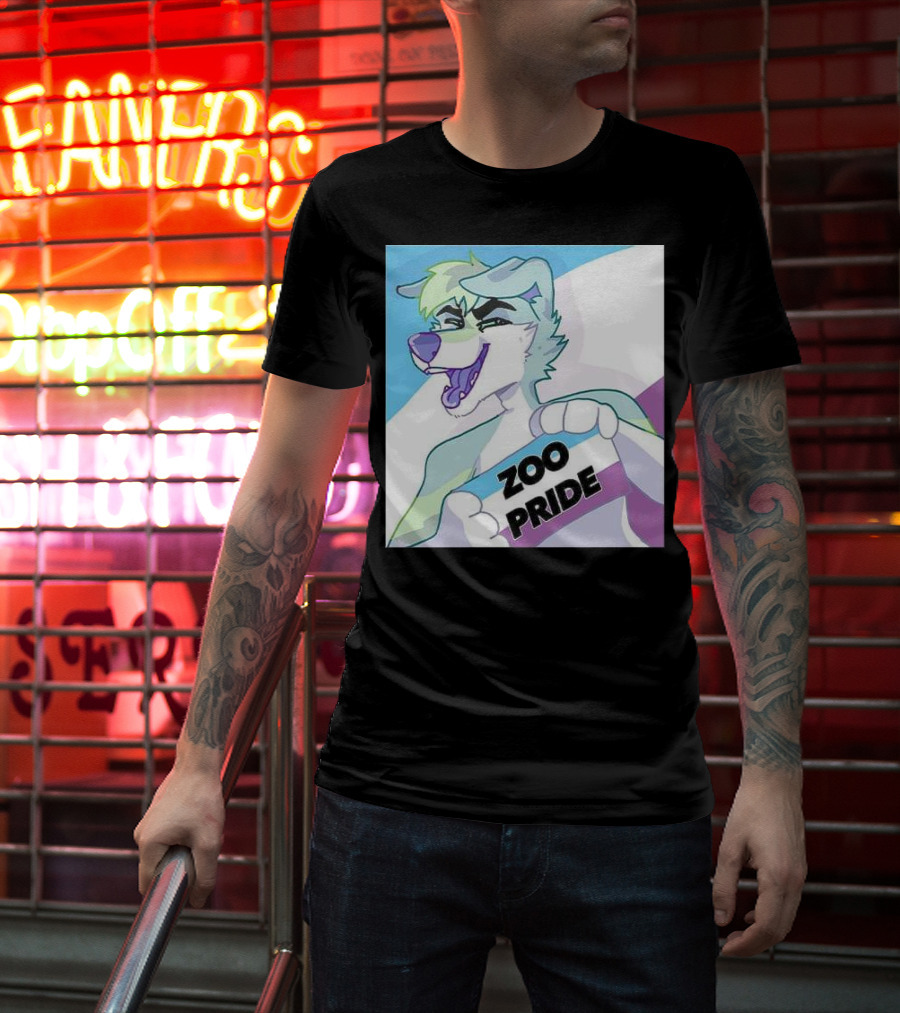 Zoo Pride Furry Character Holding Flag T-Shirt