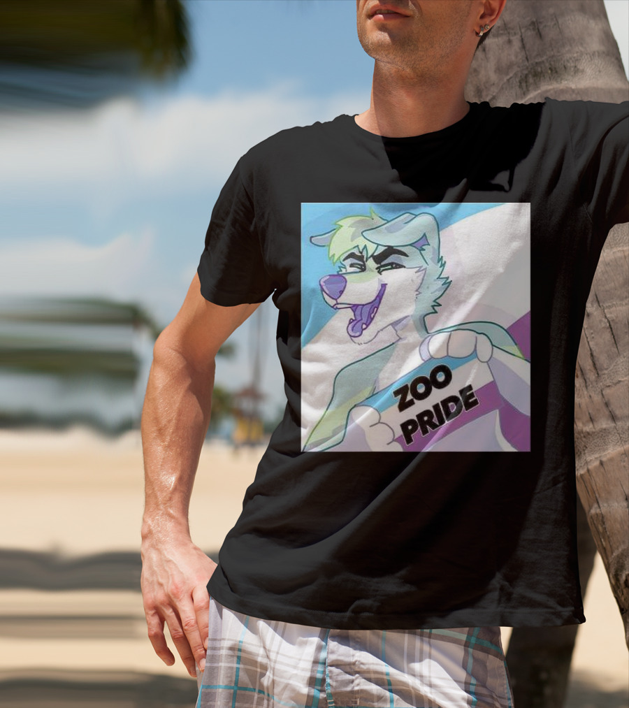 Zoo Pride Furry Character Holding Flag T-Shirt