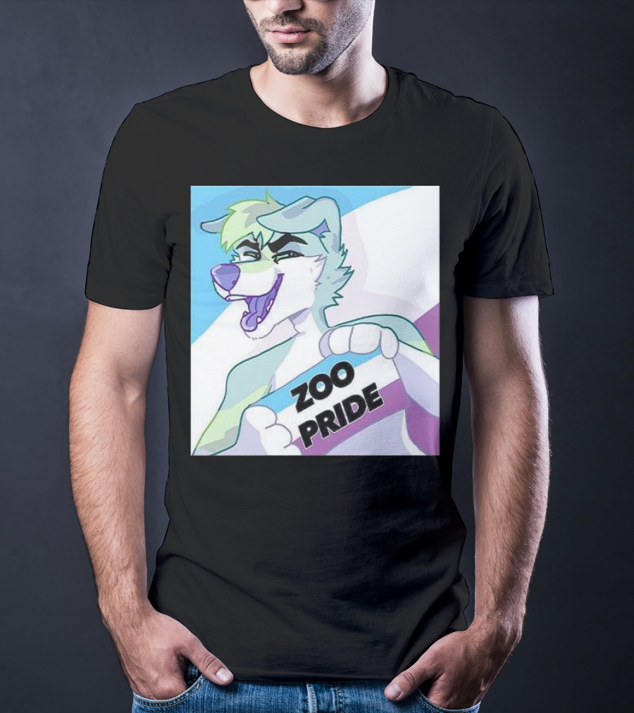 Zoo Pride Furry Character Holding Flag T-Shirt