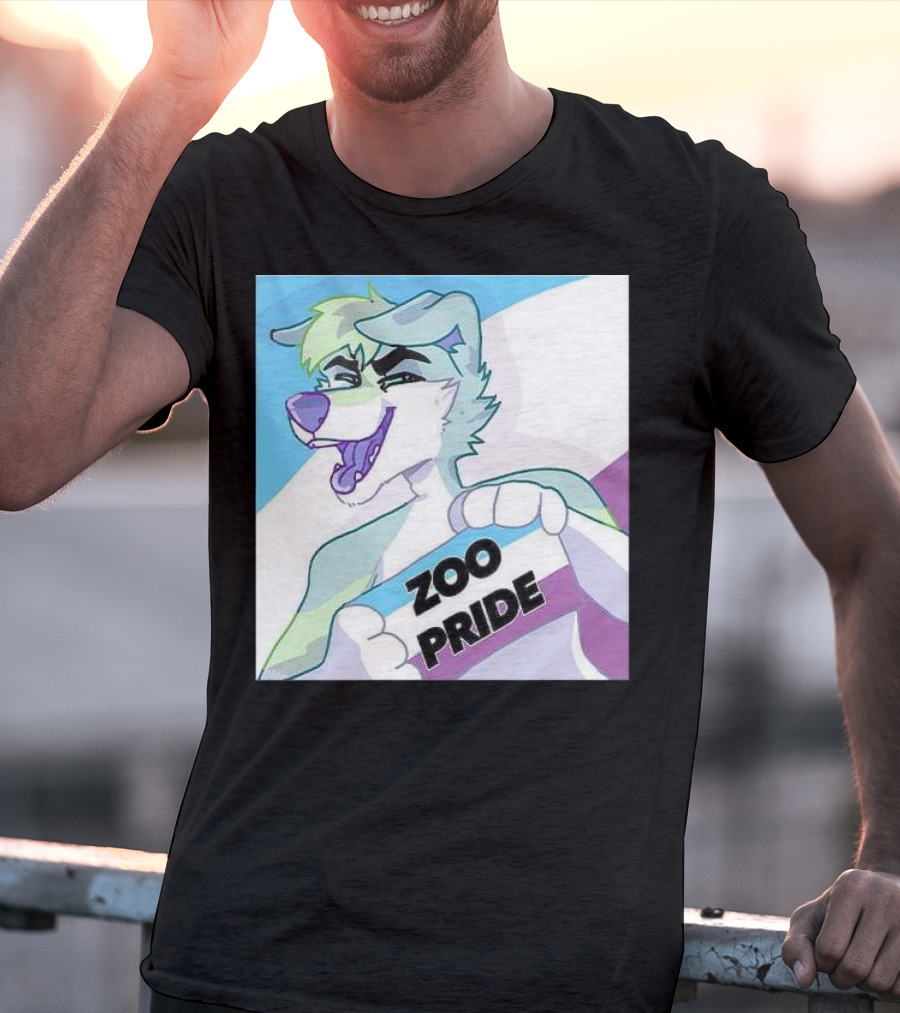 Zoo Pride Furry Character Holding Flag T-Shirt