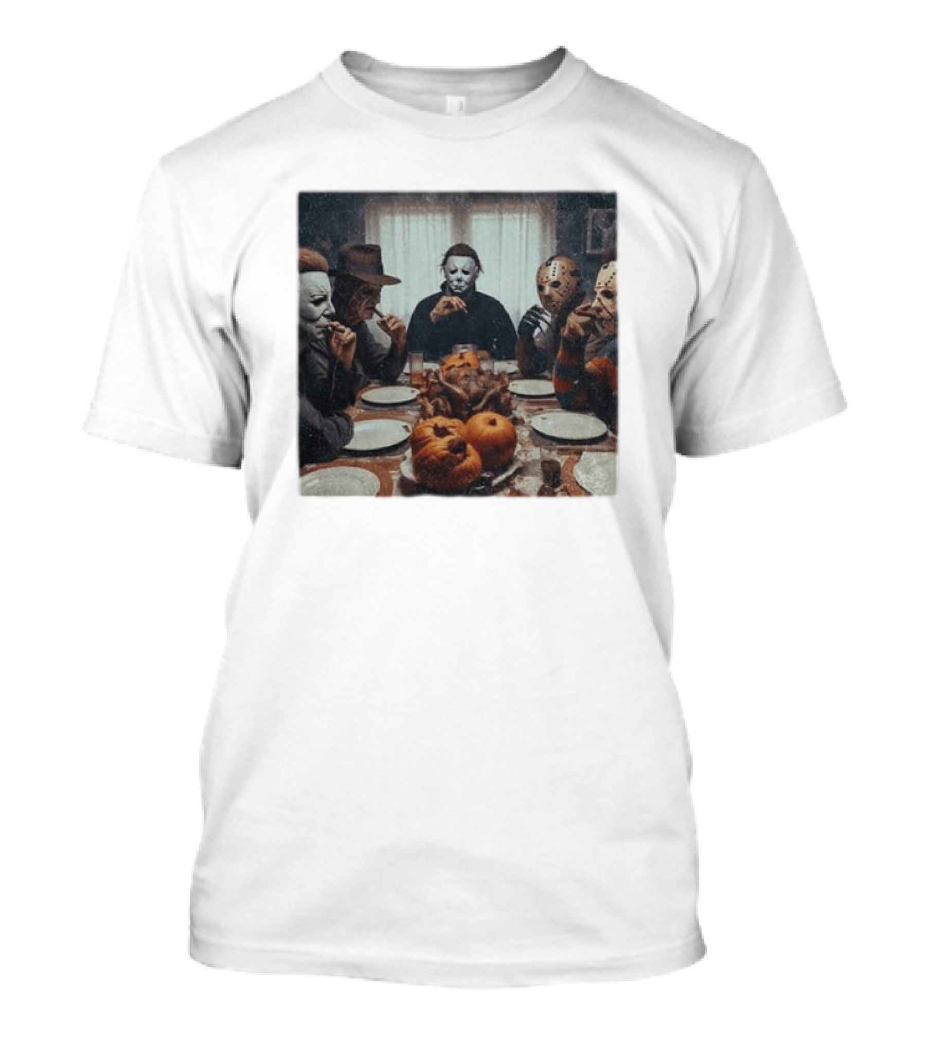 Halloween Characters Dinner Horror Icons Gathering T-Shirt