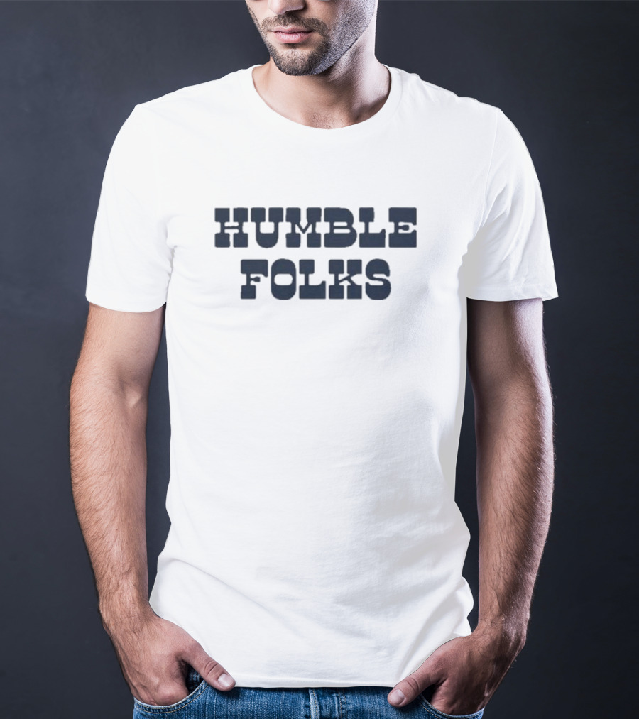 Humble Folks Sandstone Retro Style Navy Text T-Shirt