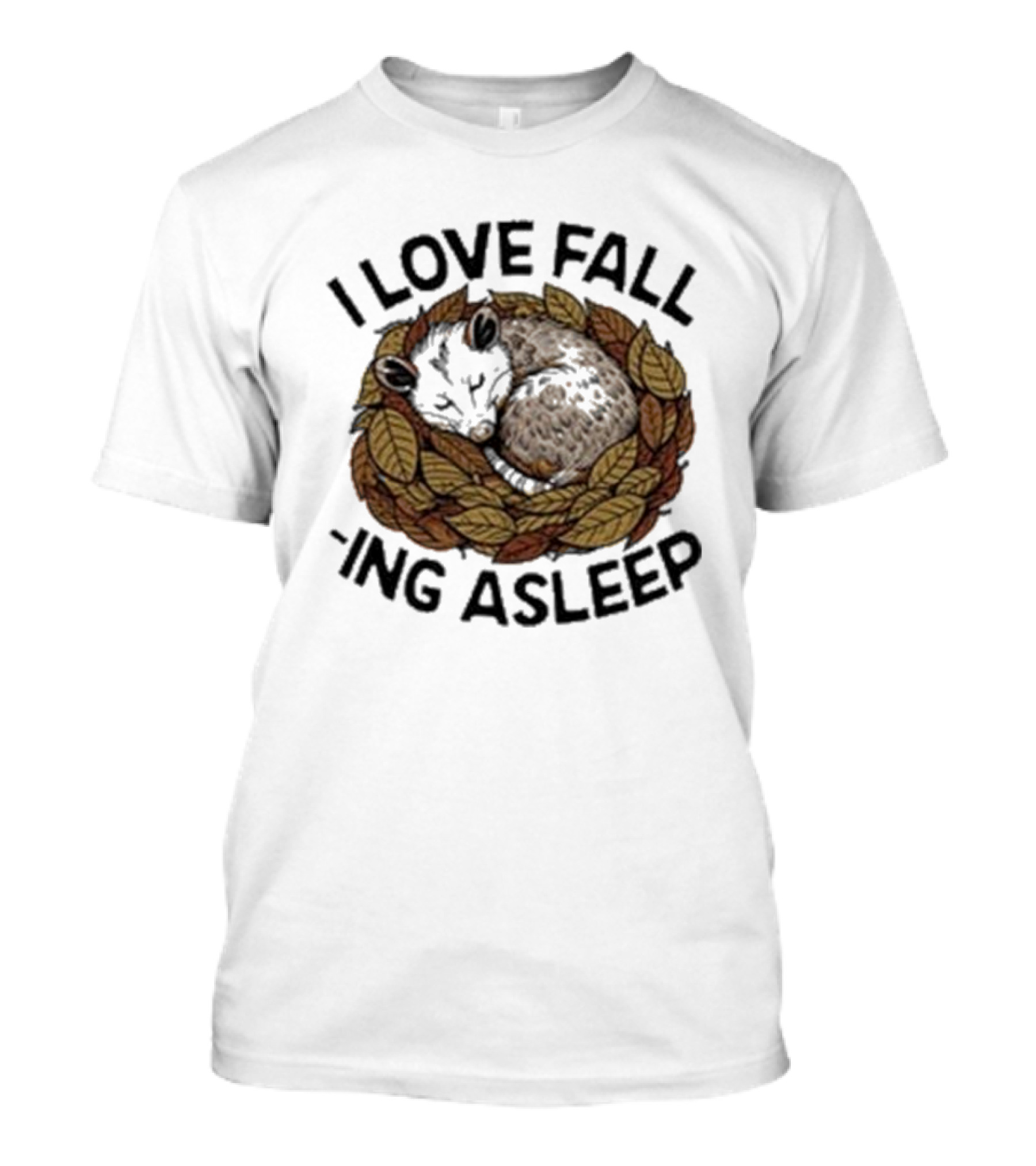 I Love Fall -ing Asleep Cozy Autumn Leaves Sheep T-Shirt