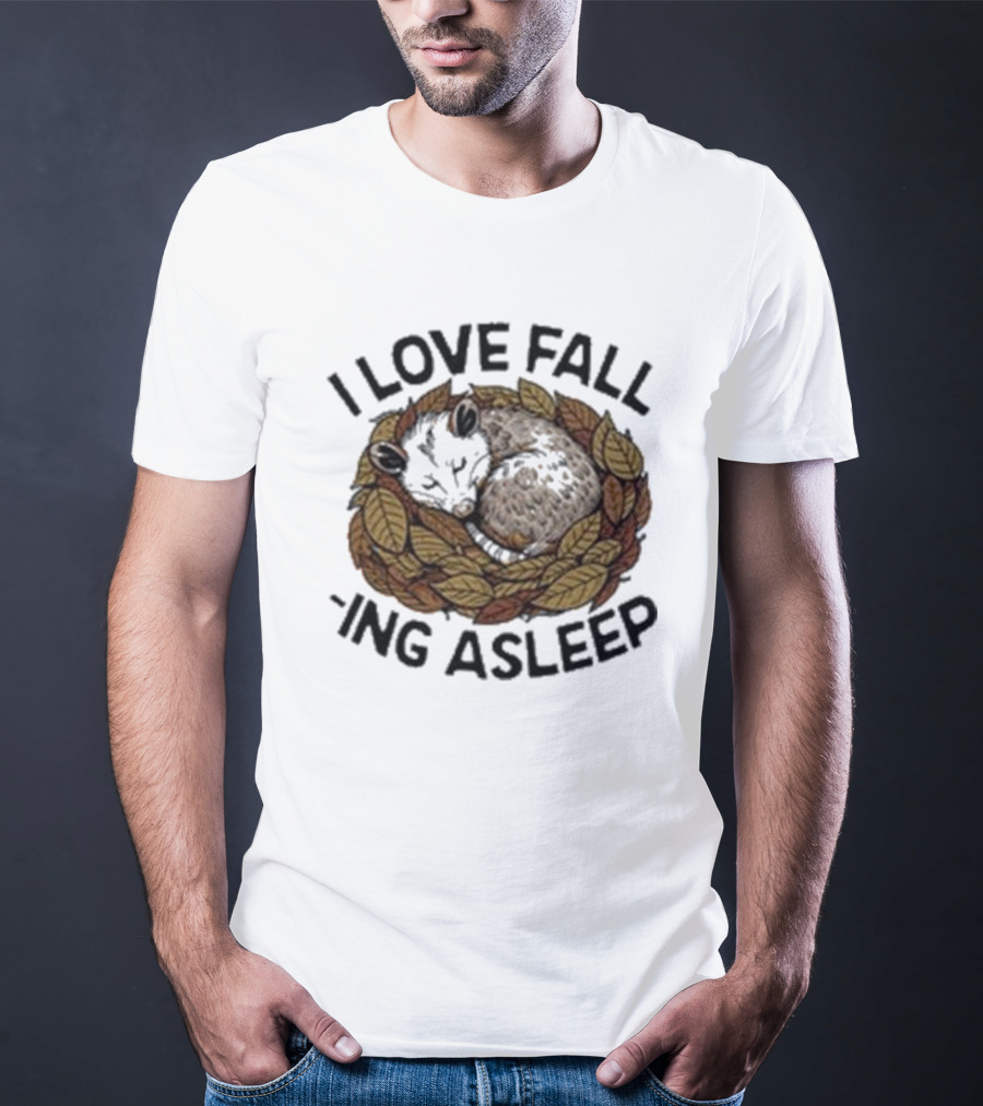 I Love Fall -ing Asleep Cozy Autumn Leaves Sheep T-Shirt