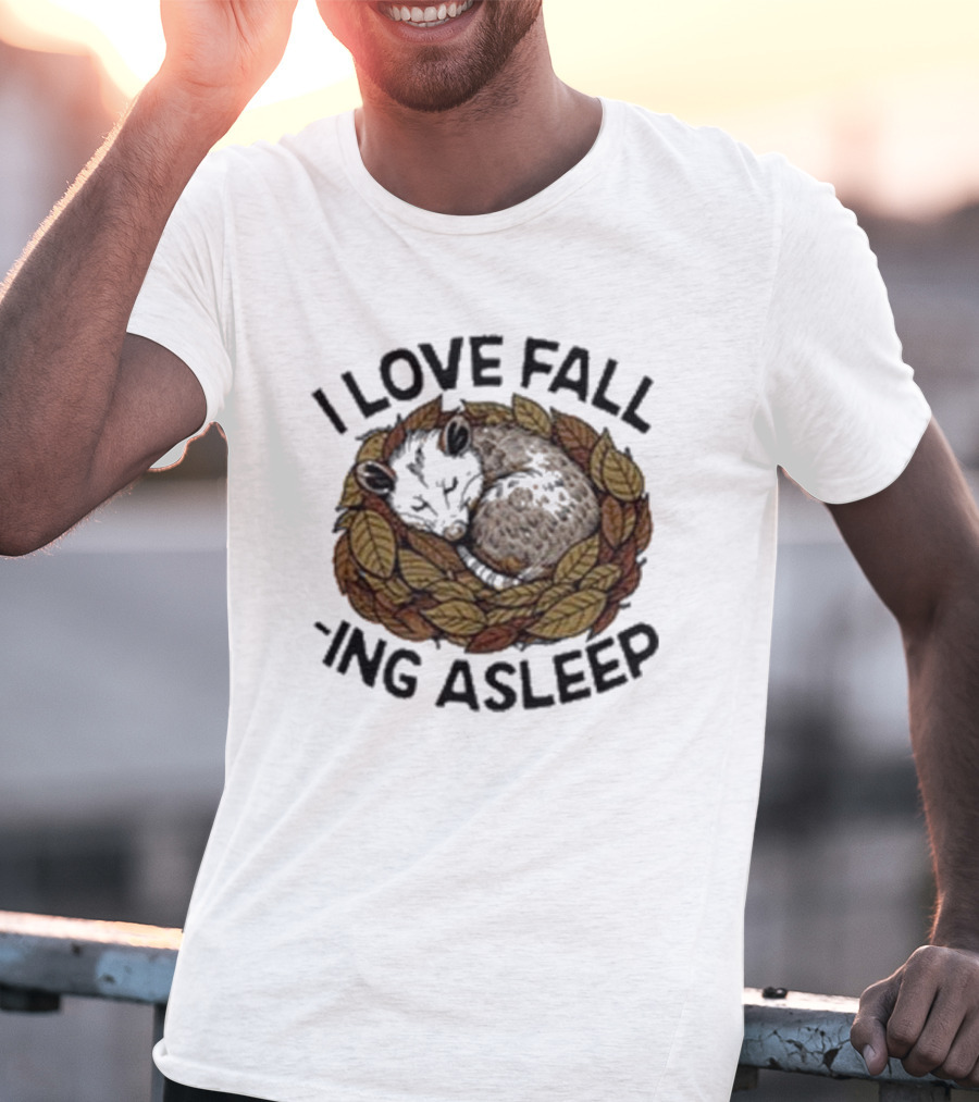 I Love Fall -ing Asleep Cozy Autumn Leaves Sheep T-Shirt