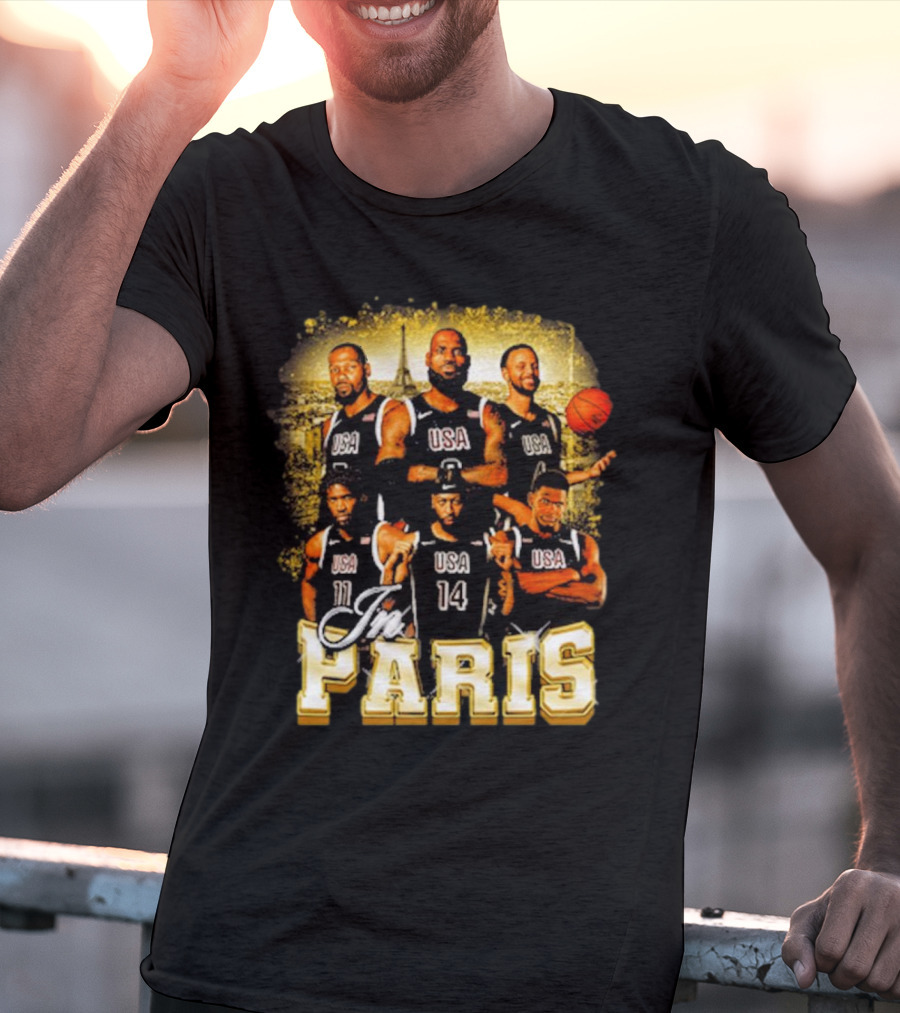 USA Basketball Players In Paris Eiffel Tower T-Shirt