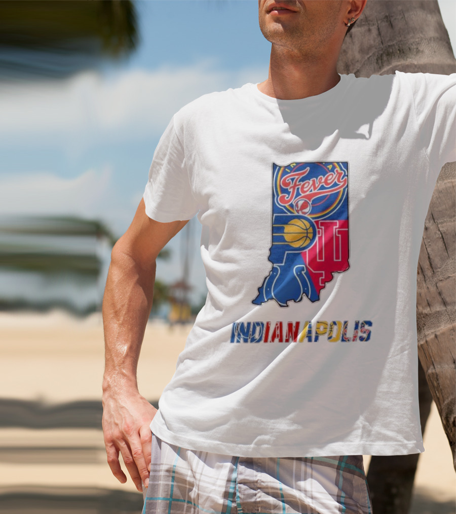 Indianapolis Fever Pacers IU Colts Map T-Shirt