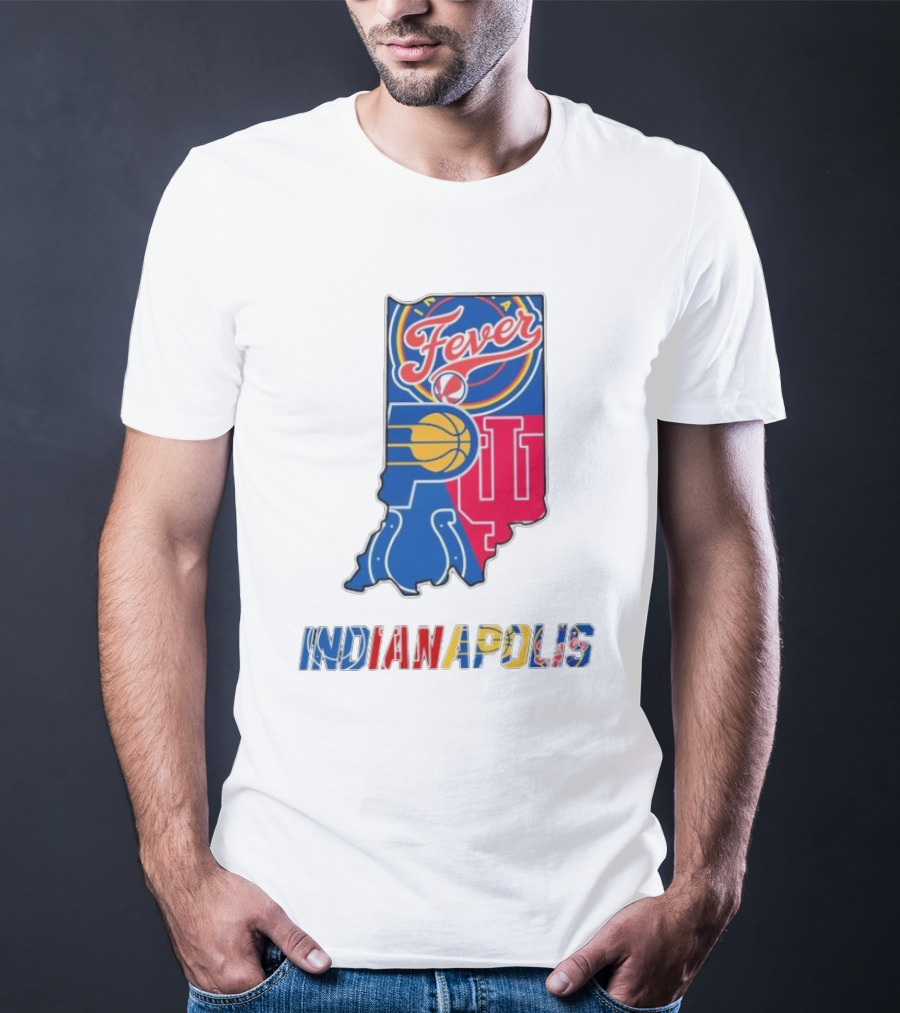 Indianapolis Fever Pacers IU Colts Map T-Shirt