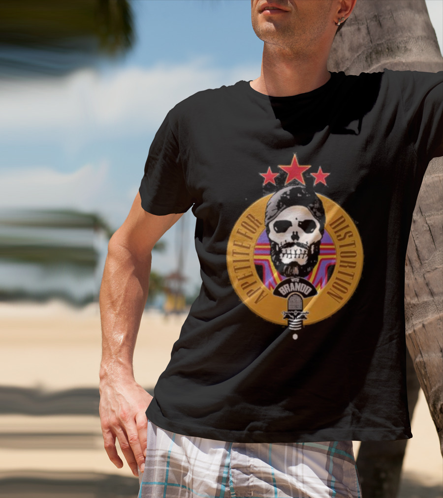 Appetite For Distortion Podcast Brando Skull And Microphone T-Shirt