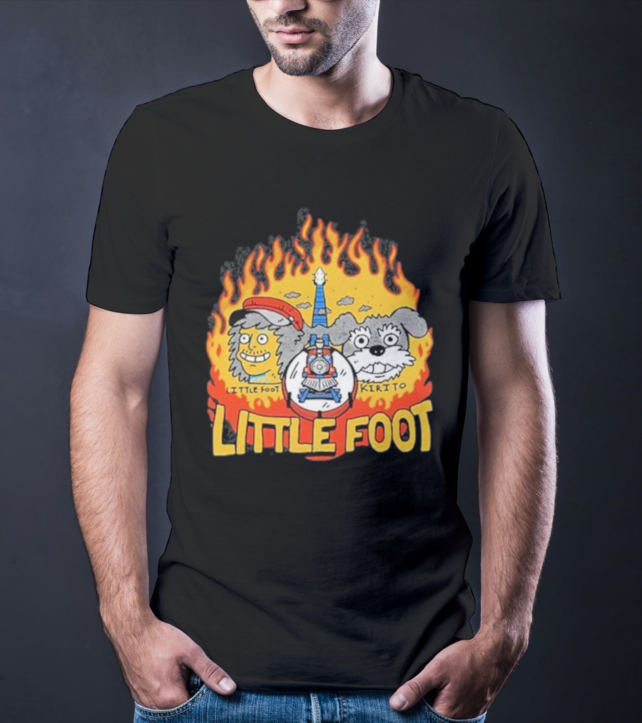 Littlefoot Kirito Littlefoot Kirito Littlefoot Flame Border Cartoon Faces T-Shirt