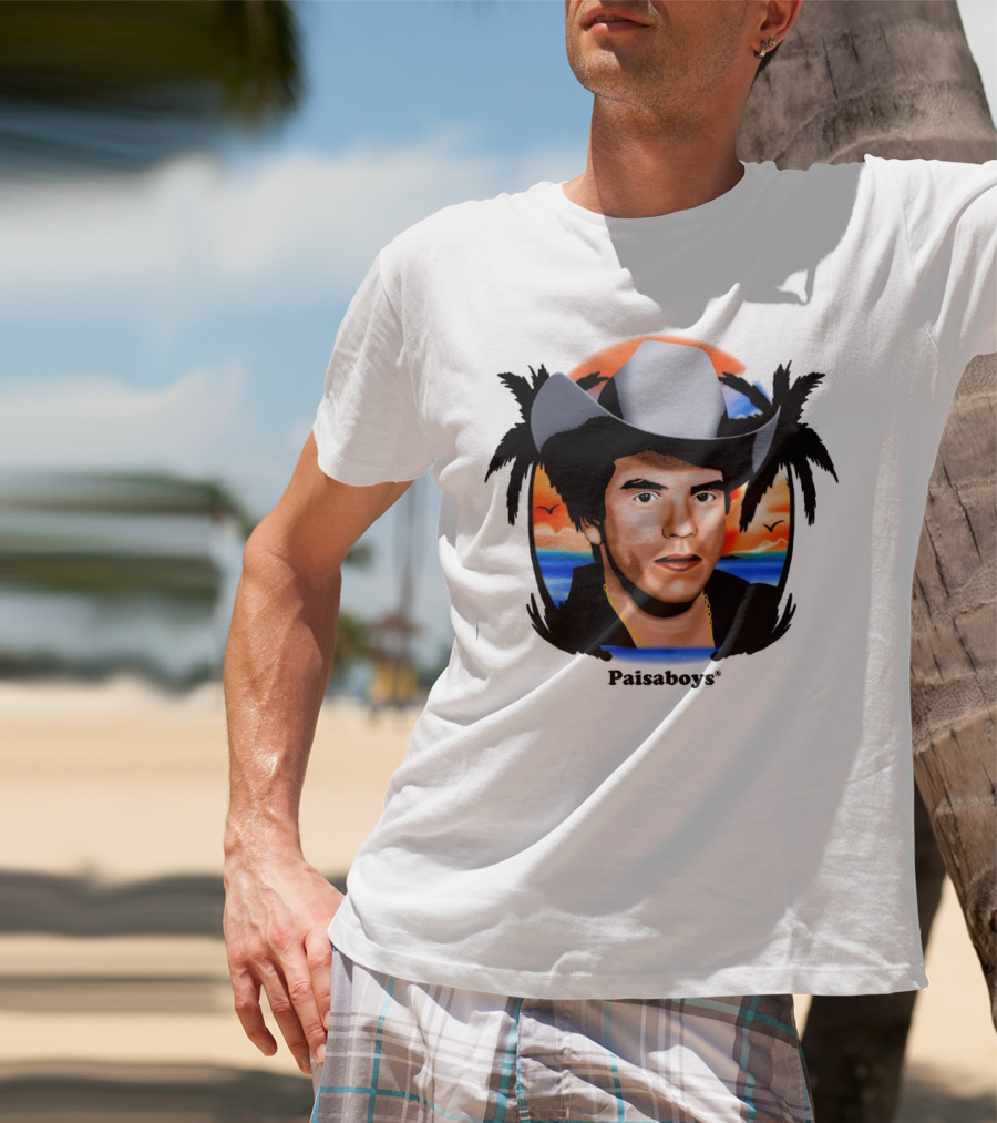 Paisaboys Sinaloa Sunset Cowboy And Tropical Ocean Scene T-Shirt