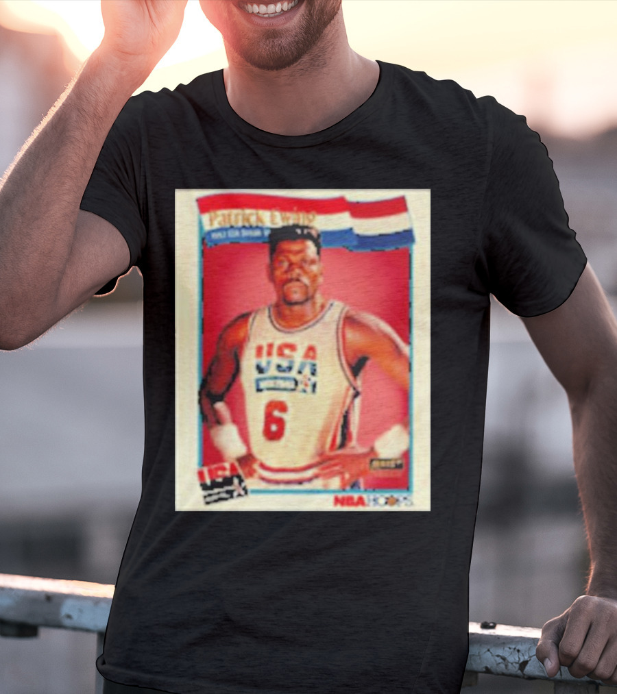Patrick Ewing USA Basketball Dream Team 1992 NBA Hoops USA Olympic Team नंबर 6 T-Shirt