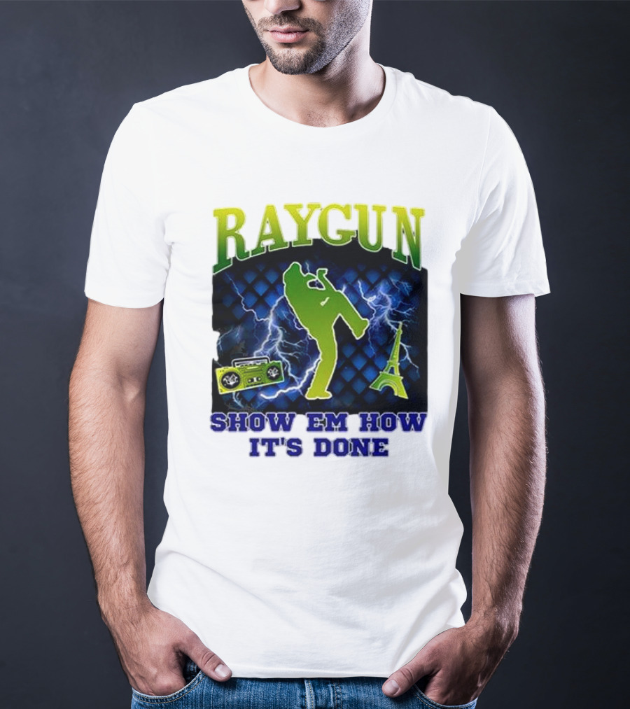 Raygun Show Em How It’s Done Electric Dance Eiffel Tower Boombox T-Shirt
